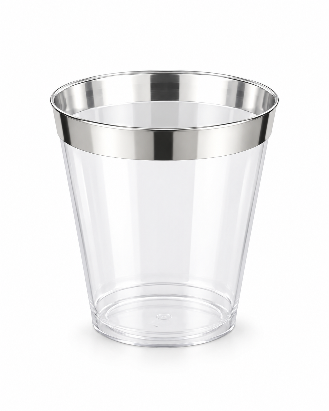 Silver Rimmed Transparent Plastic Cup Single Wall Disposable Champagne Glass 9 oz for Party Wedding 20 PCS