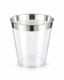 Silver Rimmed Transparent Plastic Cup Single Wall Disposable Champagne Glass 9 oz for Party Wedding 20 PCS