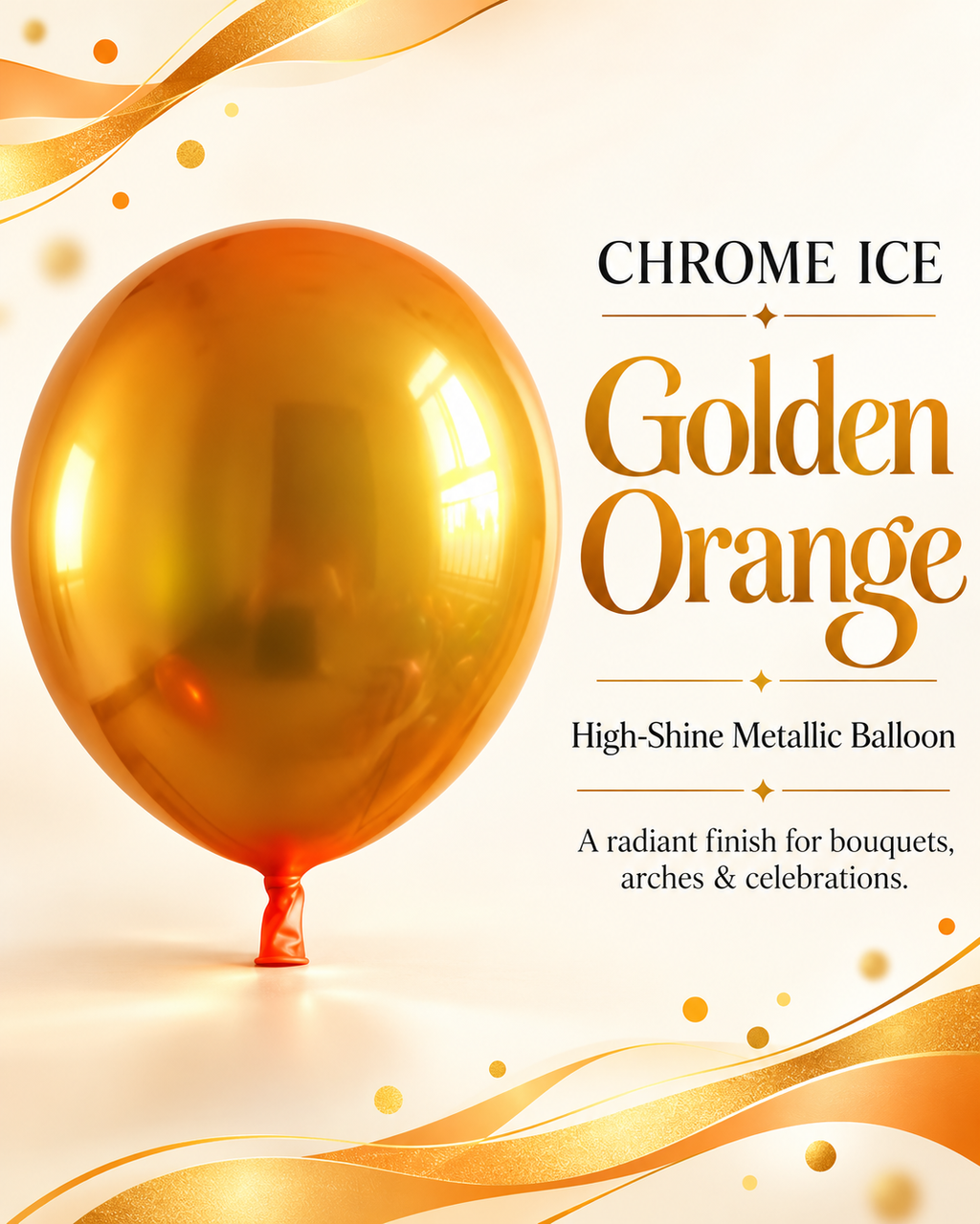 Party Paradise Store Chrom Ice Double Layer Balloons in Golden Orange, High Shine Chrom Finish