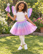 Girls Purple Ombre Layered Sparkle Tulle Skirt 3 piece Set