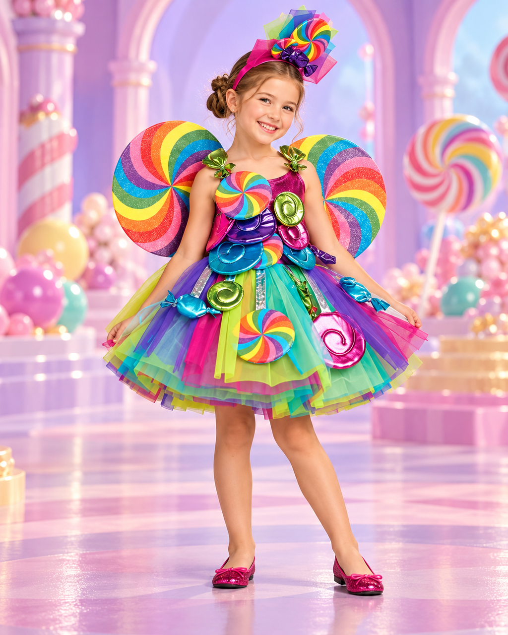 Girls 3D Candy Dress Costume Party Birthday Dress 5pcs