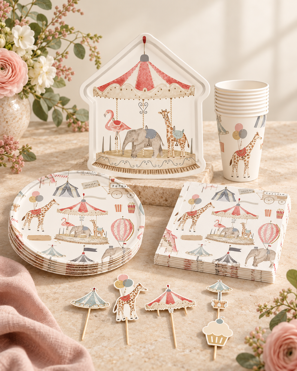 Circus Theme Party Plate Set for birthdays dinner party celebration Party Bundle Set