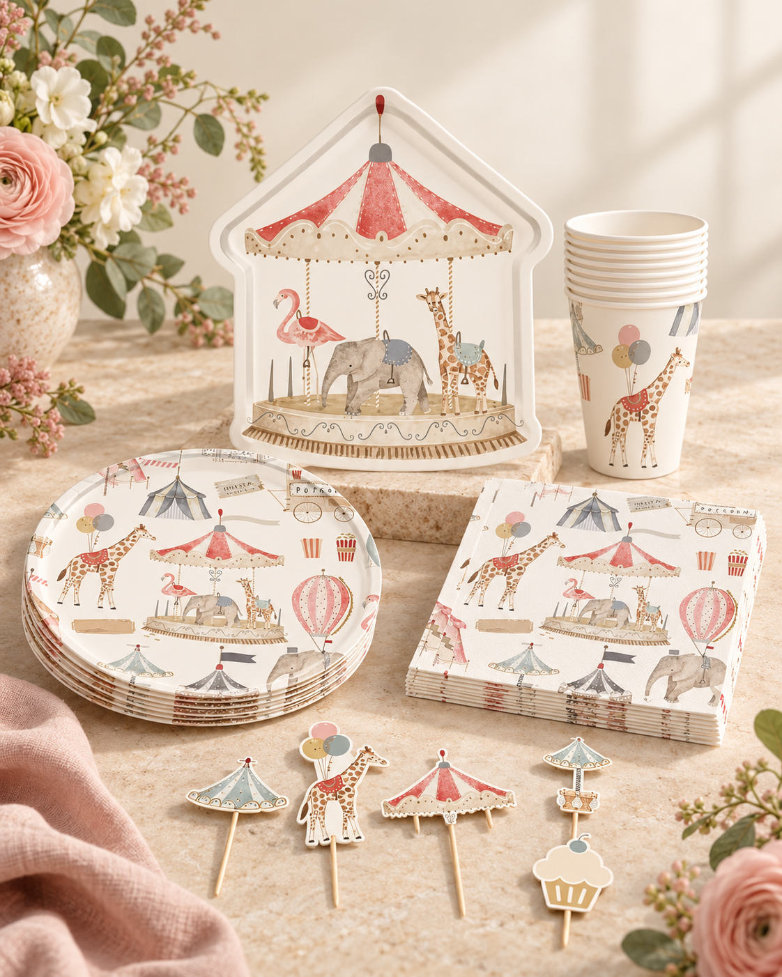 Circus Theme Party Plate Set for birthdays dinner party celebration Party Bundle Set