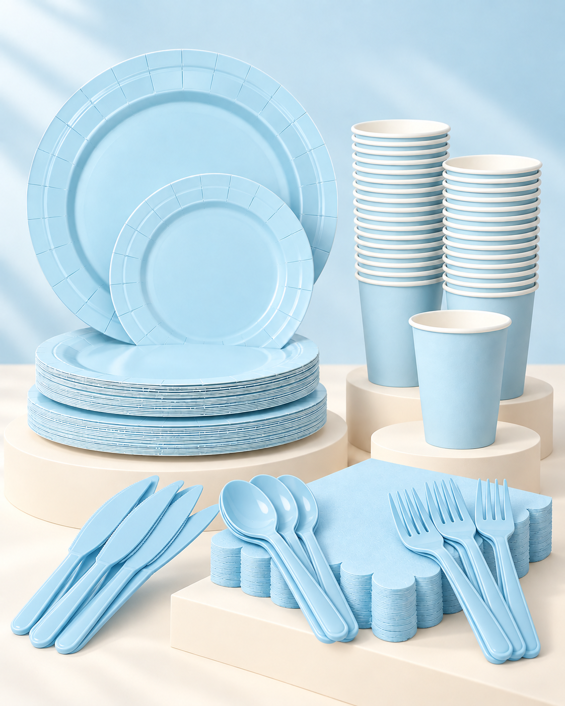 161 PCS Light Blue Dinner Party Tableware Set for birthdays, weddings celebrations