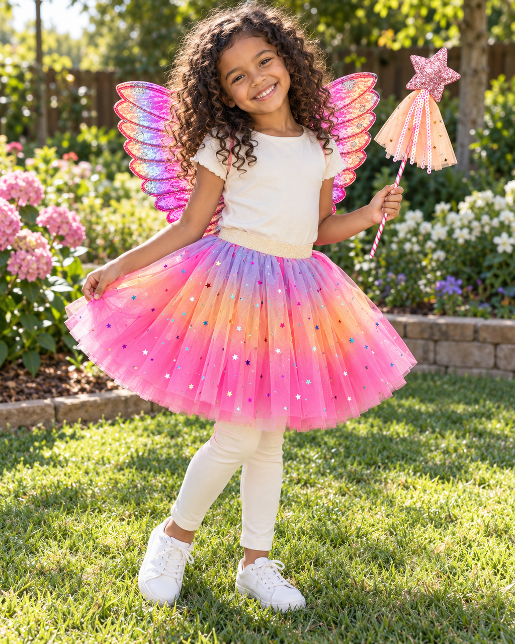 Girls Ombre Glitter Tutu with wings 3pcs set for birthday, costume or cosplay