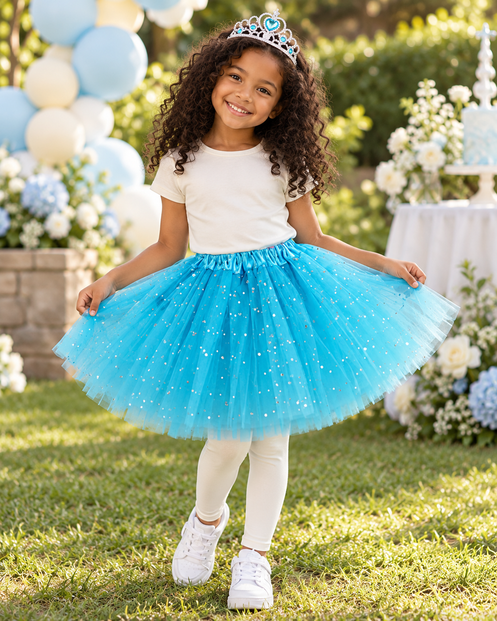 Blue tutu with tiara 2 pcs set for birthdays dress up cosplay