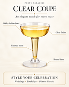 Clear Coupe Disposable drinkware for Cocktails Wedding Parties 20 PCS