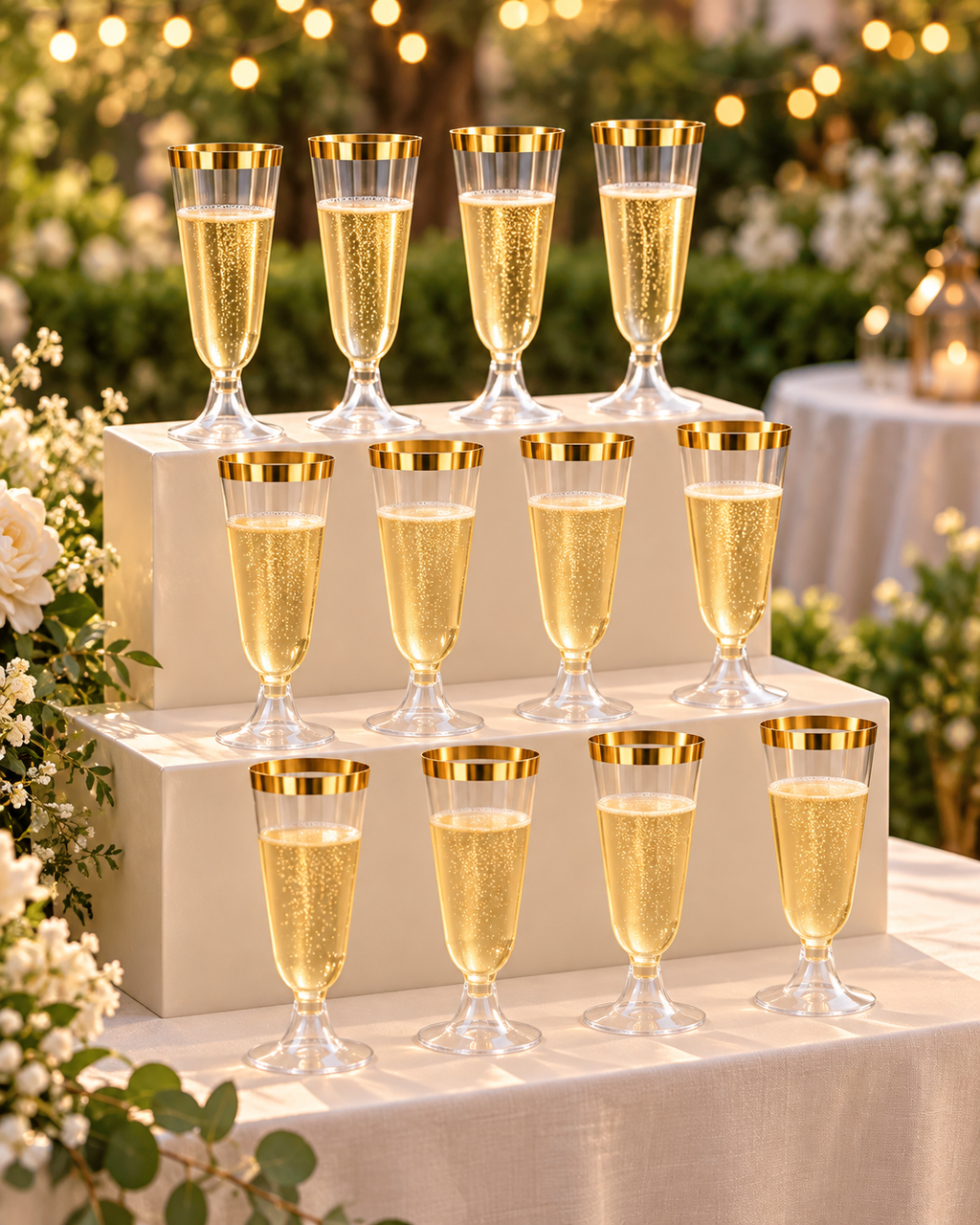 Disposable Transparent Detachable Colorful Elegant Party Wedding Bar Event Cocktail Champagne Plastic Cup 20CT