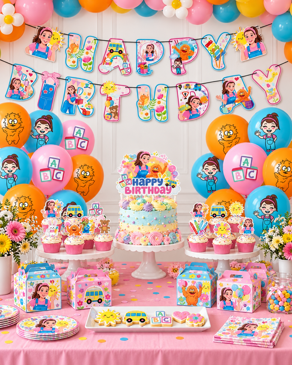 English Teacher Birthday Party Balloon Decoration for Kids Birthday including Banner, Cake topper, Balloons Cupcake Toppers 41pcs