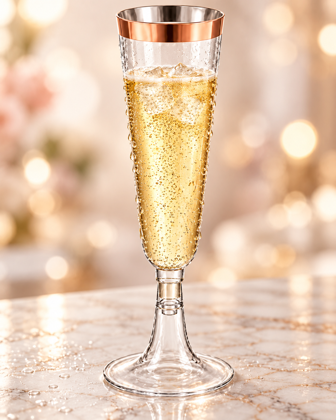 Rose Gold Rim Champagne Flute for Weddings Birthday Bridal Party 20 PCS Secondary image