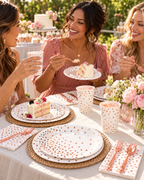 White and Rose Gold Party Tableware Sets 80pcs for Birthday