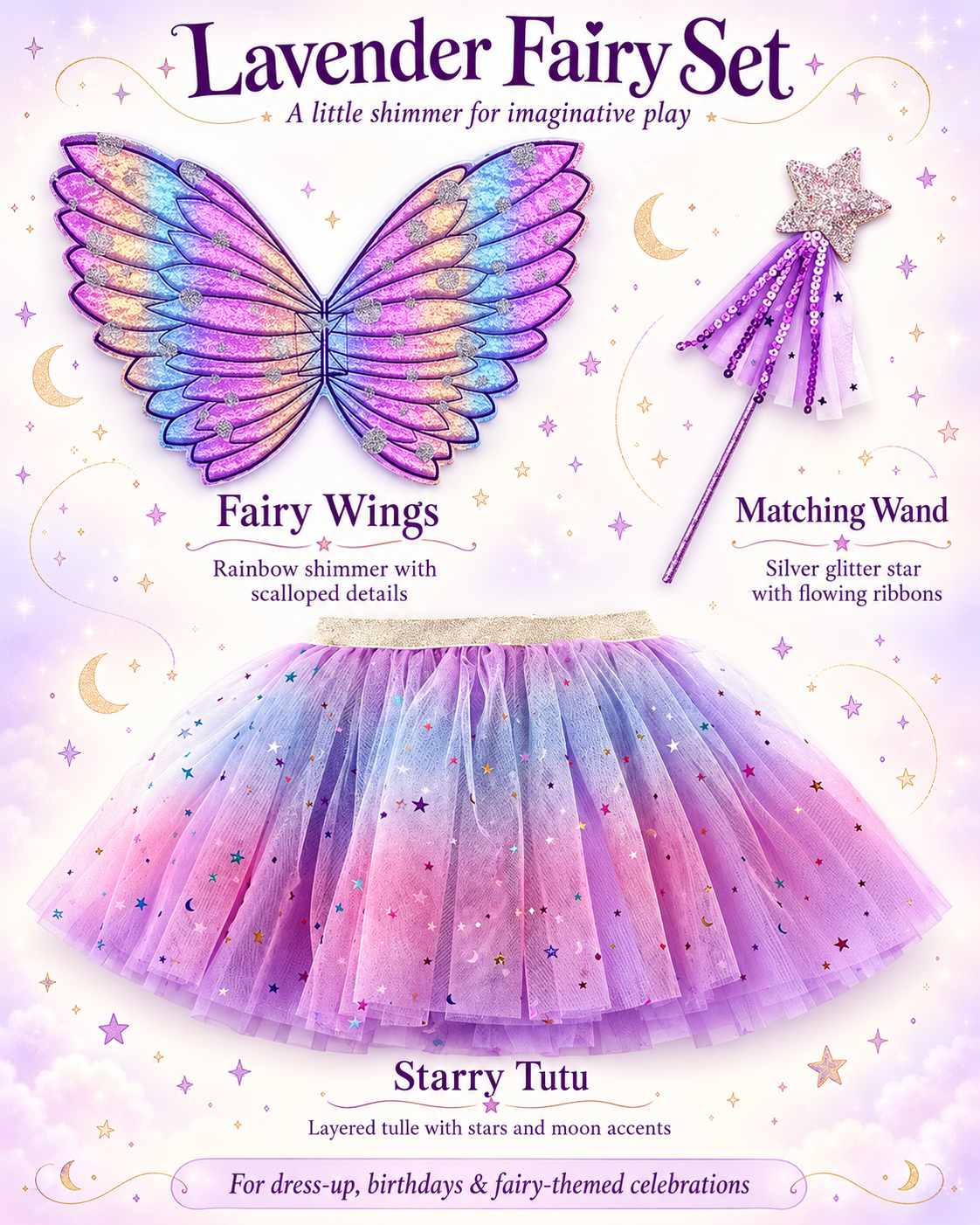 Girls Purple Ombre Layered Sparkle Tulle Skirt 3 piece Set