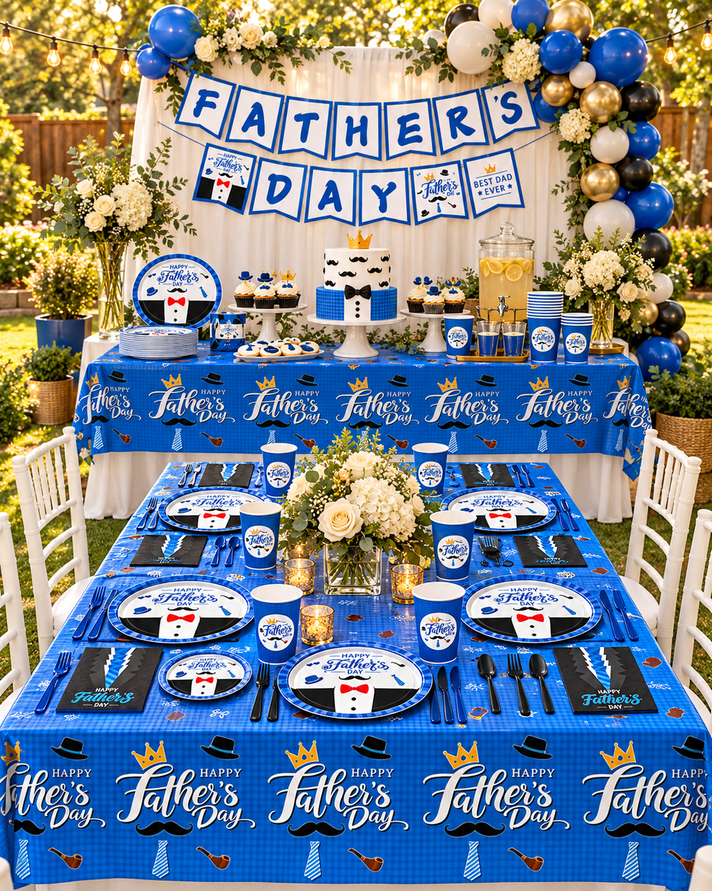 Father's Day Tableware Set 122 pieces Bundle Party Kits for 20 guests
