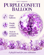 Confetti Balloon in Purple 12 ins 25pk For Birthdays, Weddings, Anniversary, Corporate Events