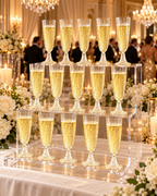 Silver Rim Champagne Flutes for Weddings Birthday Engagement 20PCS