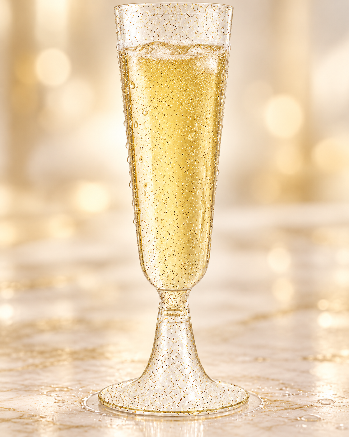 Gold Glitter Flutes 20 Pack Disposable Glasses 5oz Clear Plastic Mimosa Glasses Wedding Cocktail Cups Bulk for New Years Eve Party Supplies Engagement Birthday Decorations Secondary image