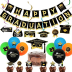 163PCS Graduation Plates and Napkins Set, 2026 Congrats Grad Disposable Tableware Set include Graduation Cap Paper Plate Napkins Cups Forks for Grad Party Supplies, Serve for 16 Guests (Black)Graduation Tableware Set