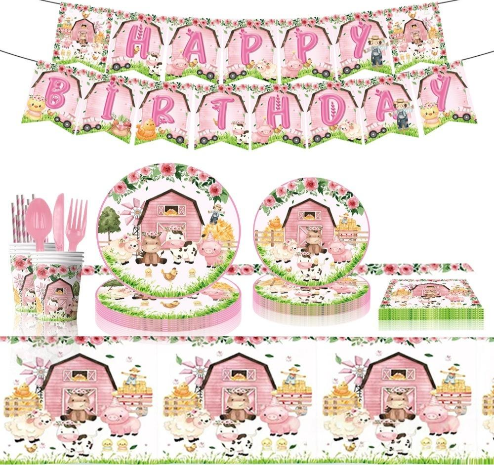 Pink Farmhouse Tableware Set 117pcs