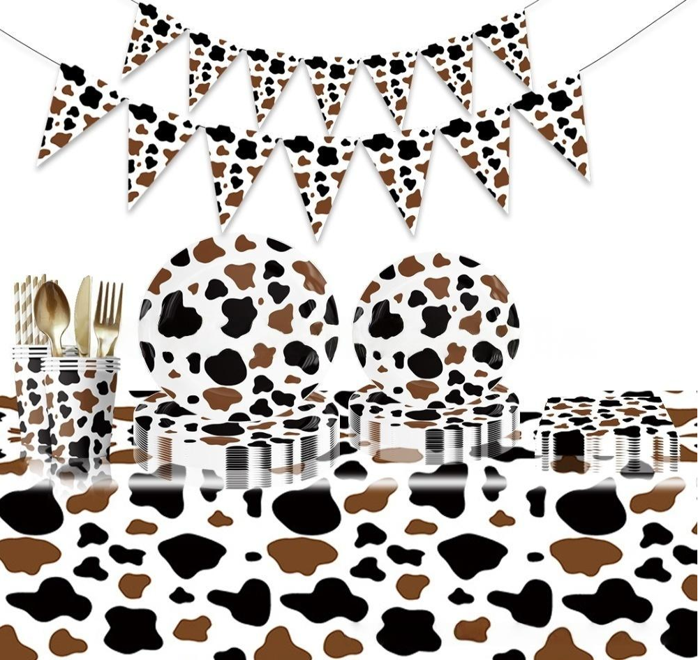 Cow Theme Black & Brown Tableware Set 92 pcs