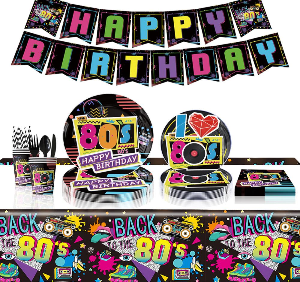 80s Themed Tableware Set 145pcs