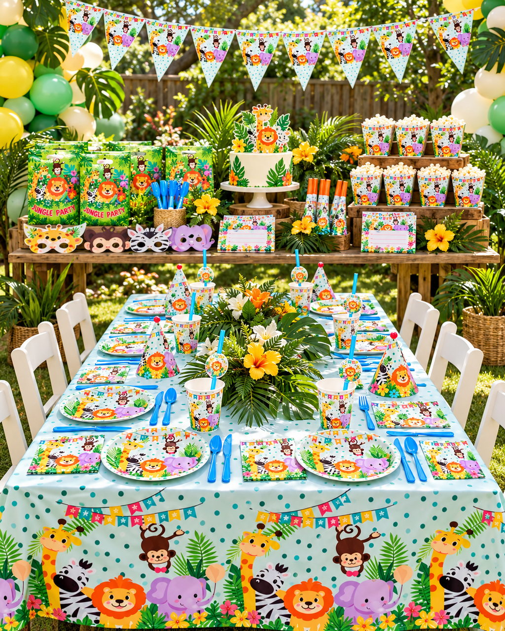 Jungle Animal Themed Tableware set 136pcs