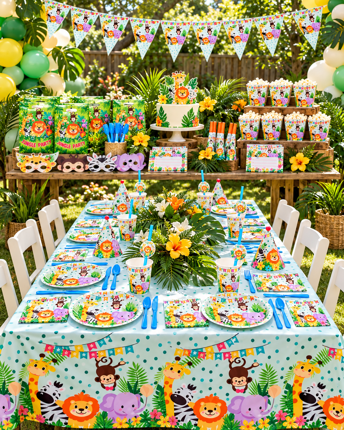 Jungle Animal Themed Tableware set 136pcs