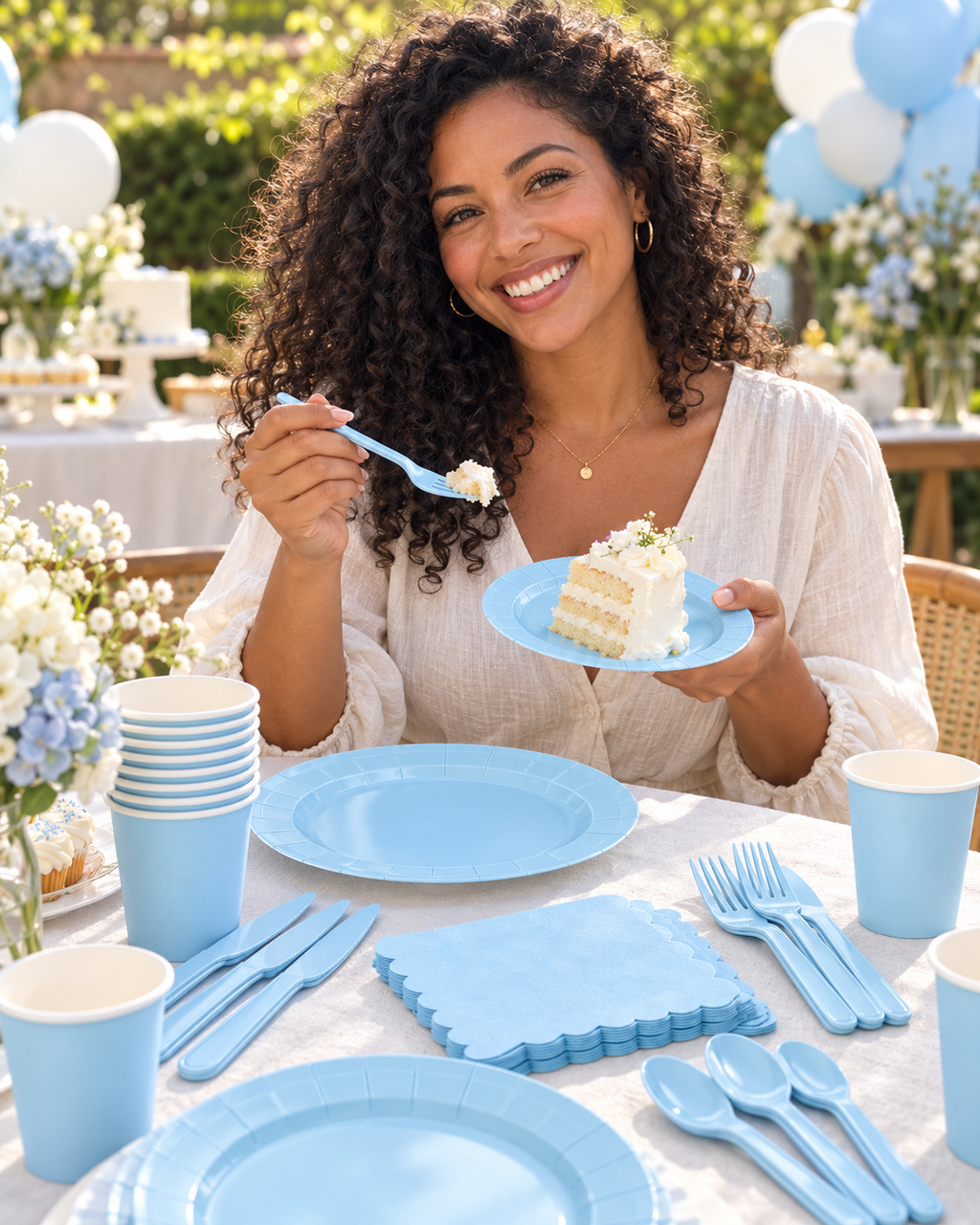 161 PCS Light Blue Dinner Party Tableware Set for birthdays, weddings celebrations