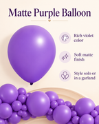 Regular Matte Balloons 12inches 100ct "Purple" for Birthdays Parties Weddings, Corporate Events. Holidays