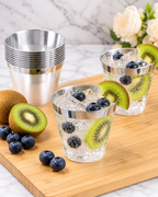 Silver Rimmed Transparent Plastic Cup Single Wall Disposable Champagne Glass 9 oz for Party Wedding 20 PCS
