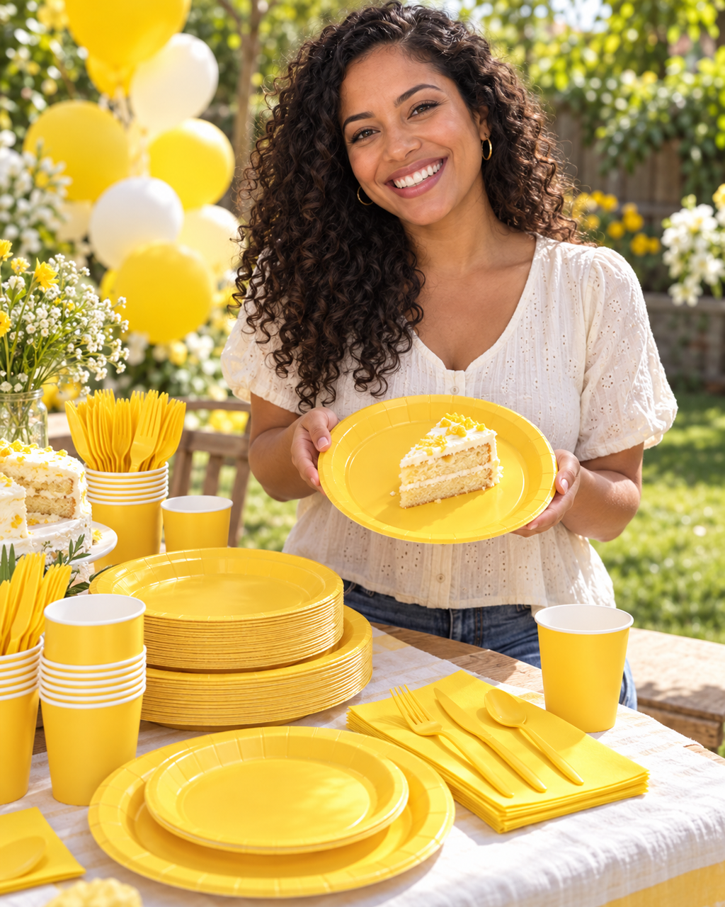 Yellow Dinner Party Tableware Set for birthdays, weddings celebrations 161PCS