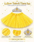 Girls Glitter tutu and matching tiara 2pc set "yellow"