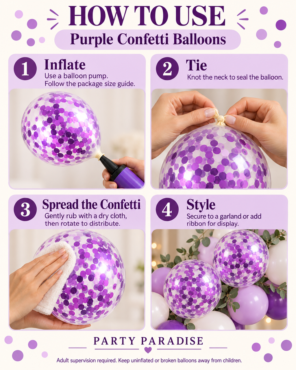 Confetti Balloon in Purple 12 ins 25pk For Birthdays, Weddings, Anniversary, Corporate Events