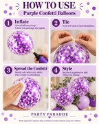Confetti Balloon in Purple 12 ins 25pk For Birthdays, Weddings, Anniversary, Corporate Events