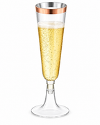 Rose Gold Rim Champagne Flute for Weddings Birthday Bridal Party 20 PCS