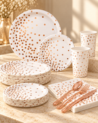 White and Rose Gold Party Tableware Sets 80pcs for Birthday