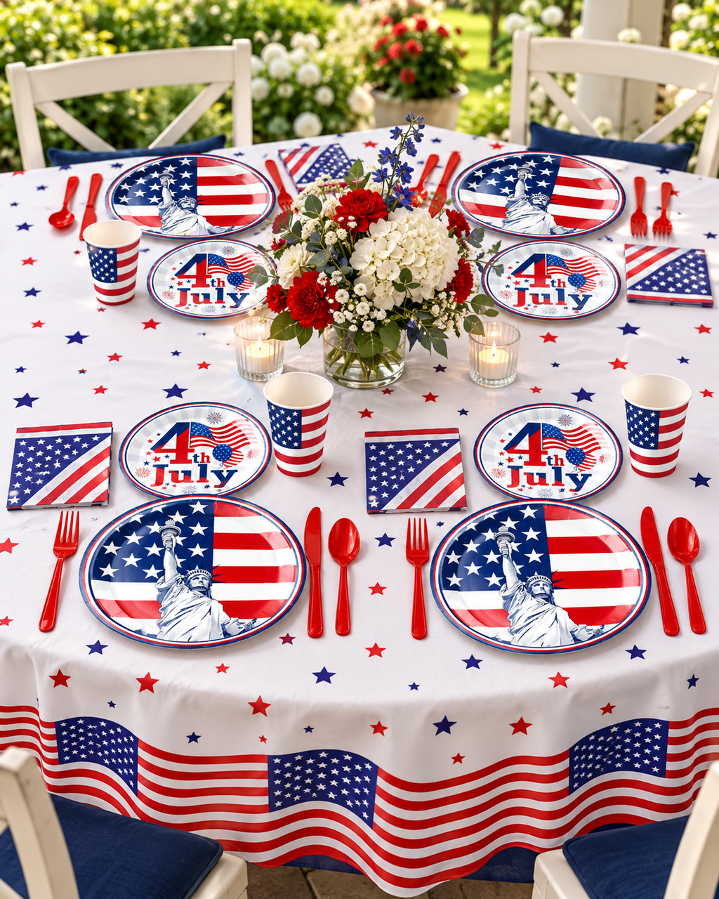 4th July Tableware Sets 91pcs for American Independence Day Party Complete Party Bundle Kits