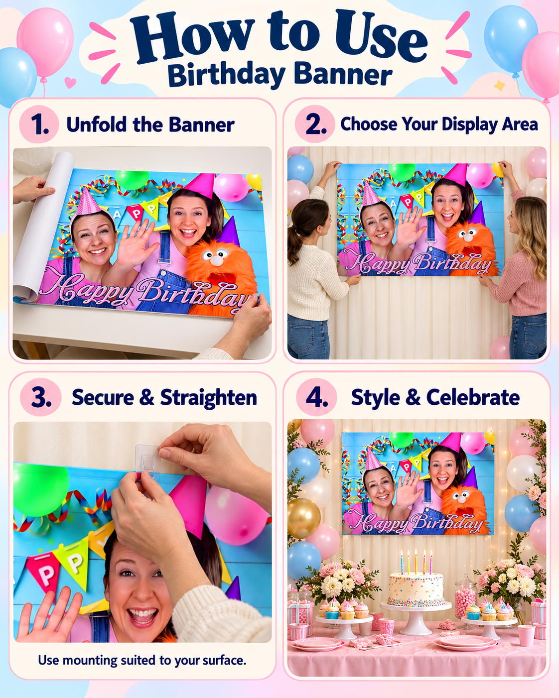 English teacher birthday banner 5'x3' for Birthday Parties style no. 2