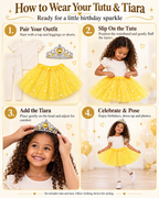 Girls Glitter tutu and matching tiara 2pc set "yellow"