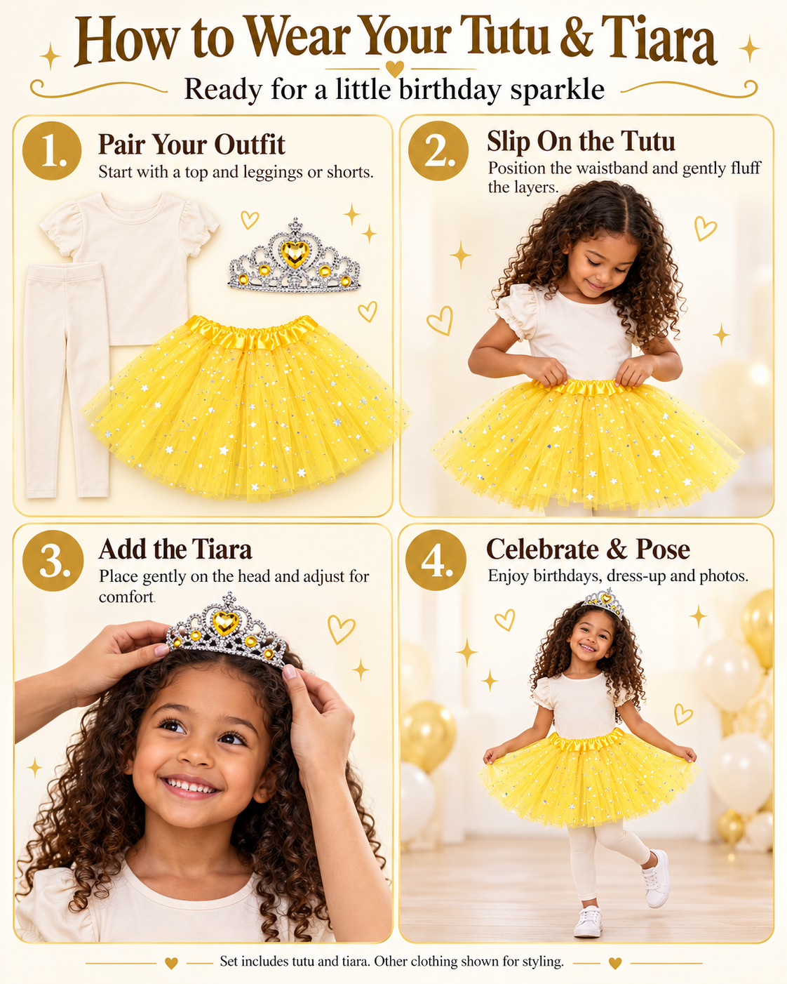 Girls Glitter tutu and matching tiara 2pc set "yellow"