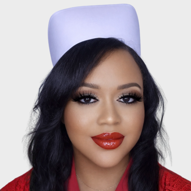 Woman wearing white hat and red clothing