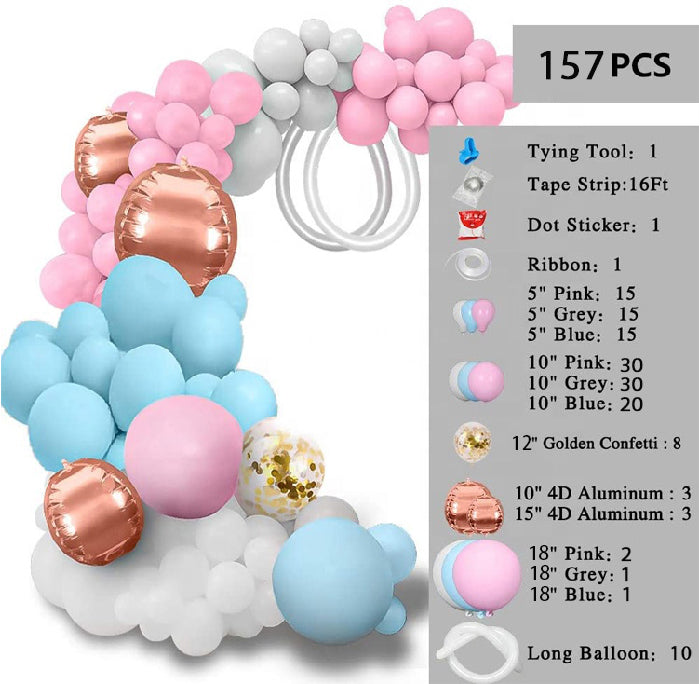 Macaron Blue Pink Balloon Garland Kit. 157 pcs for Birthdays Baby Shower Gender Reveal Summer Parties Bridal Parties