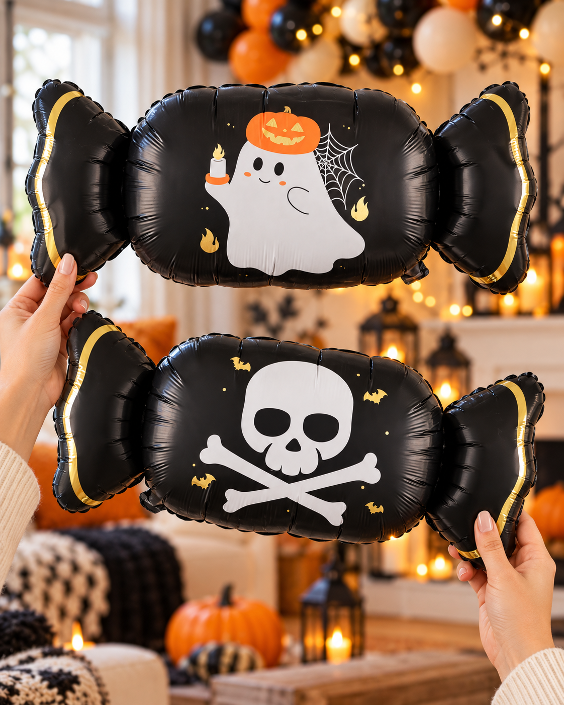 Halloween Candy Black Balloon 16.5 inches high and 37 inches wide 42cm*94cm Secondary image