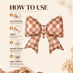 Party Paradise Store brown gingham plaid bow foil balloon with step-by-step inflation instructions for fall decor.