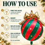 Party Paradise Store Christmas ornament foil balloon with instructions on how to inflate and display for holidays