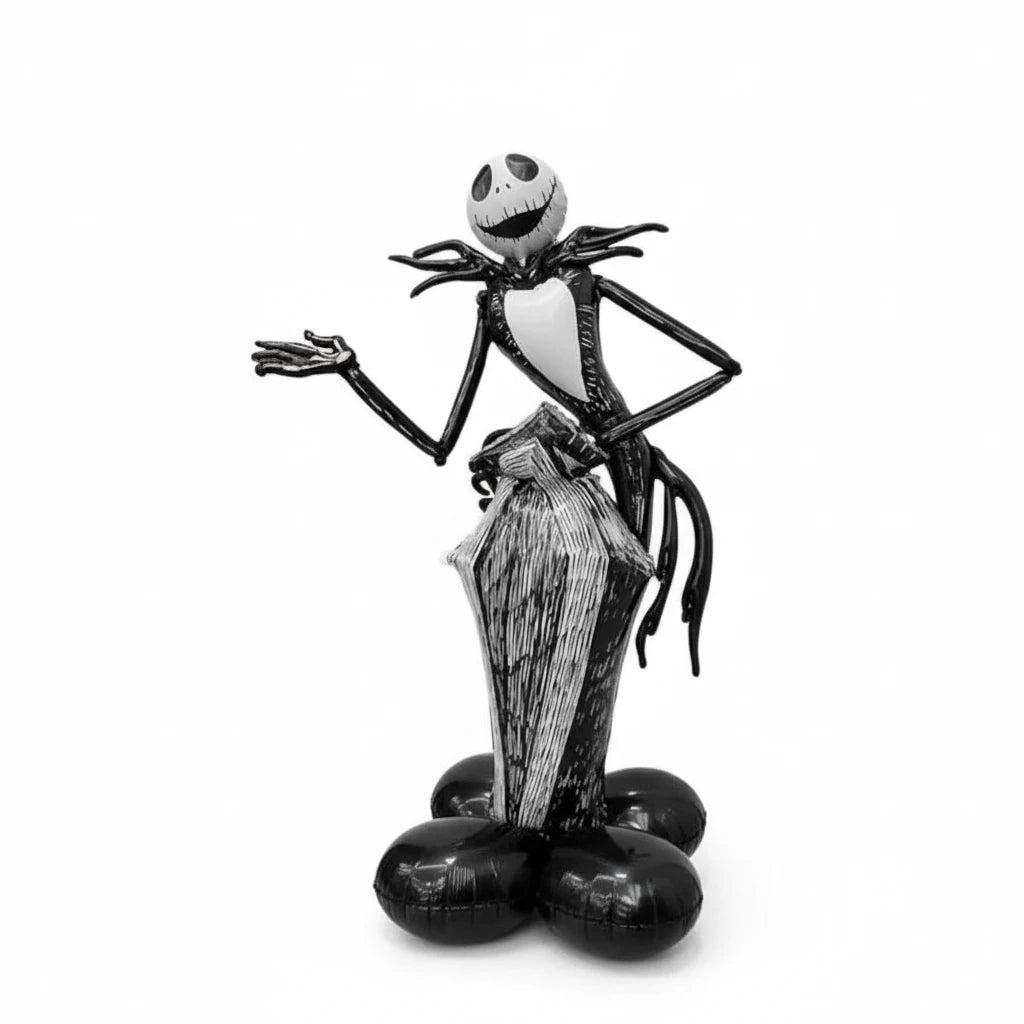 Party Paradise Store Jack Skellington inflatable balloon featuring his signature skull face and pinstripe suit design.