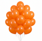 Party Paradise Store orange matte latex balloons in a 12-inch size, perfect for party decorations and events.