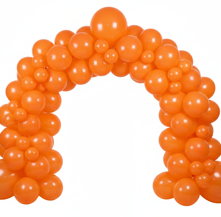 Party Paradise Store orange matte latex balloon arch for birthday parties and events