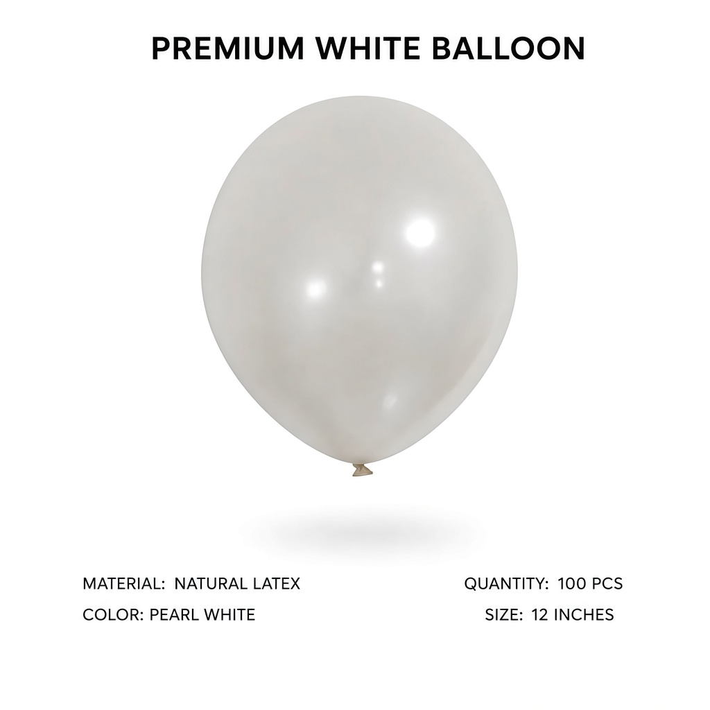 Party Paradise Store 12-inch pearl white metallic latex balloon for party decorations and events