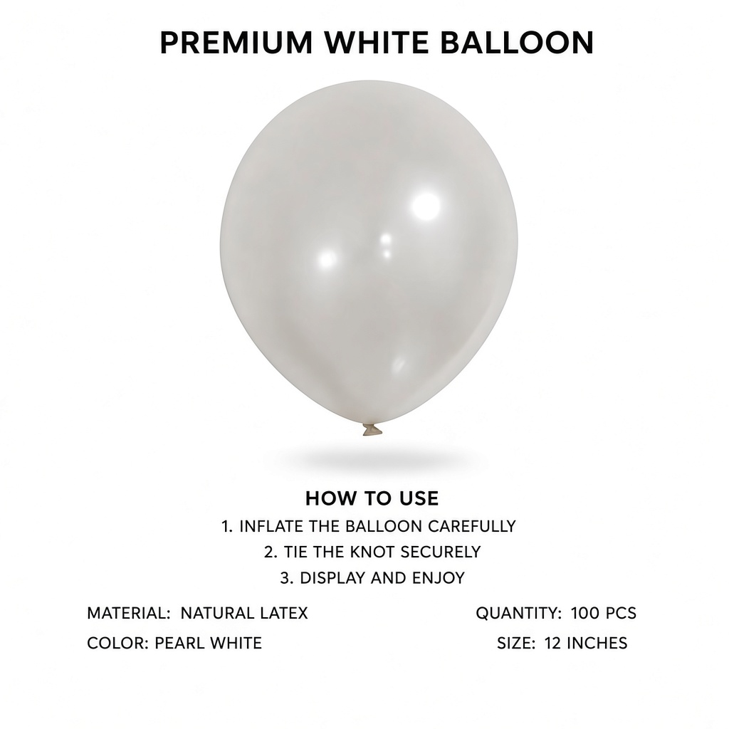 Party Paradise Store 12-inch pearl white metallic latex balloon for party decorations and special events
