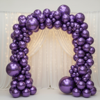 Party Paradise Store purple chrome latex balloon arch for weddings and parties with a metallic finish